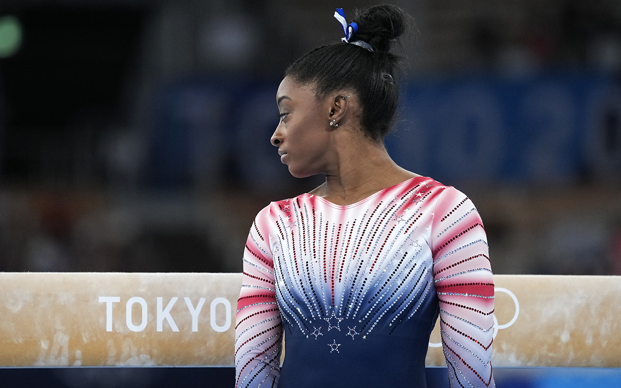 La gymnaste Simone Biles aux Jeux olympiques de Tokyo le 3 août 2021. 