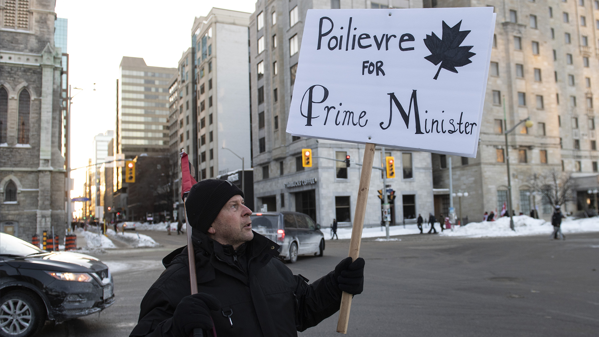 Un manifestant à Ottawa.