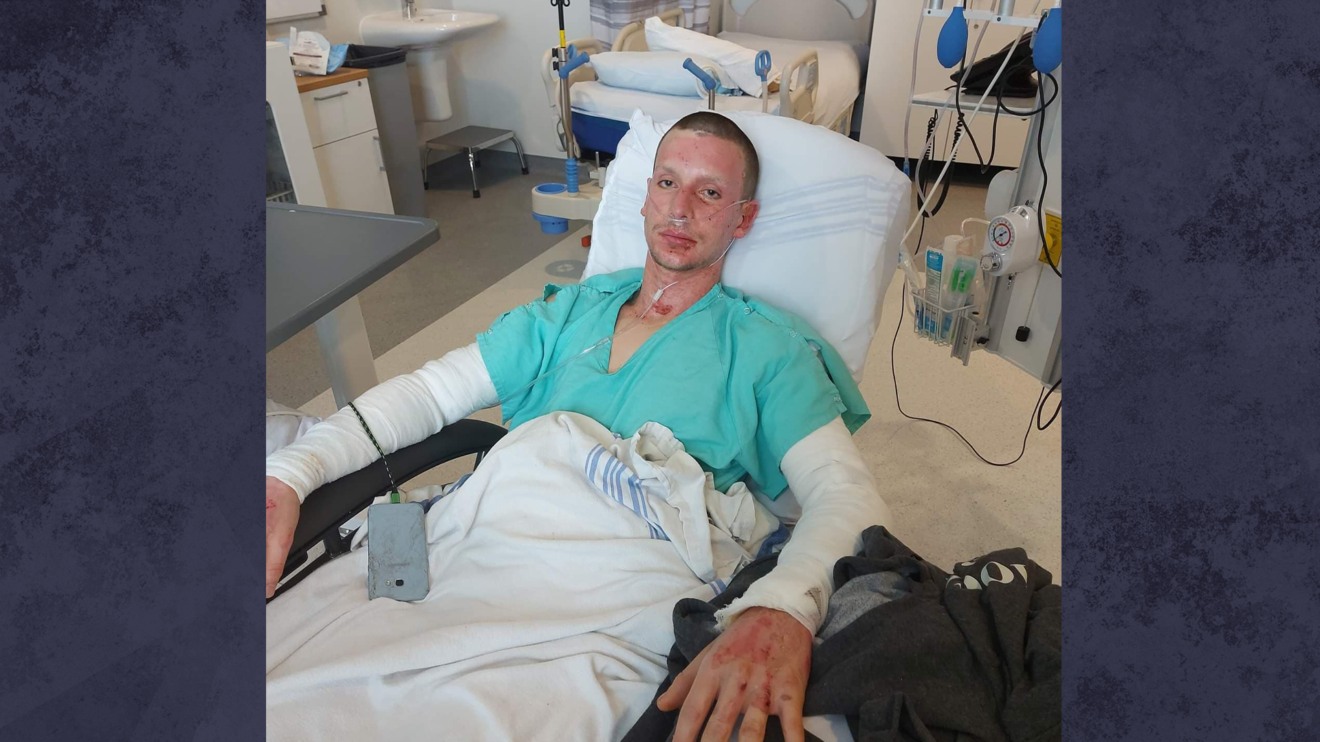 Vincent Hobbs-Dostie, l'une des trois victimes gravement blessées dans l'explosion du Centre de Valorisation de l'aliment (CVA) de l'Estrie du 23 mars dernier.