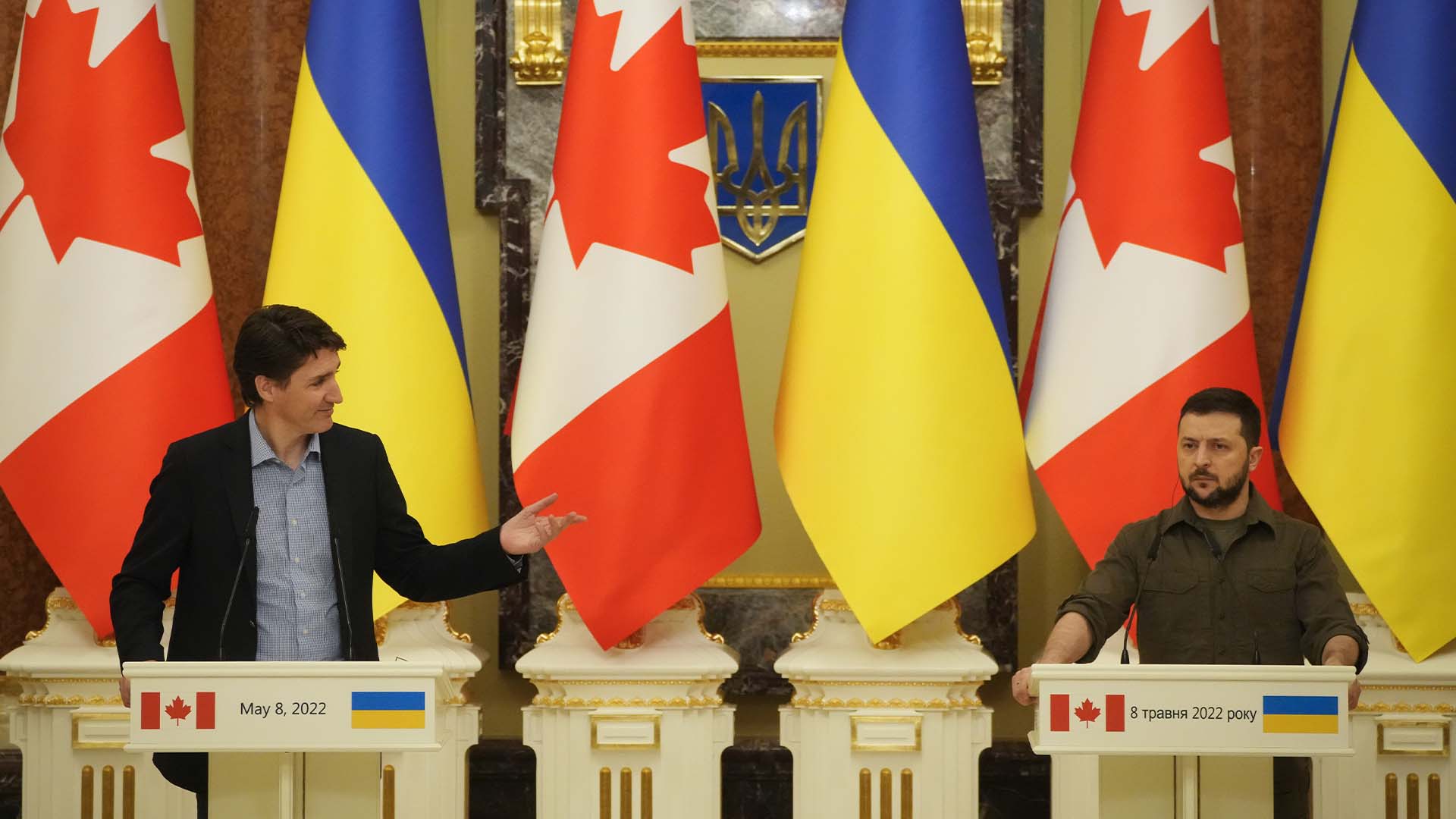 Le premier ministre Justin Trudeau a rencontré le président ukrainien Volodymyr Zelensky.