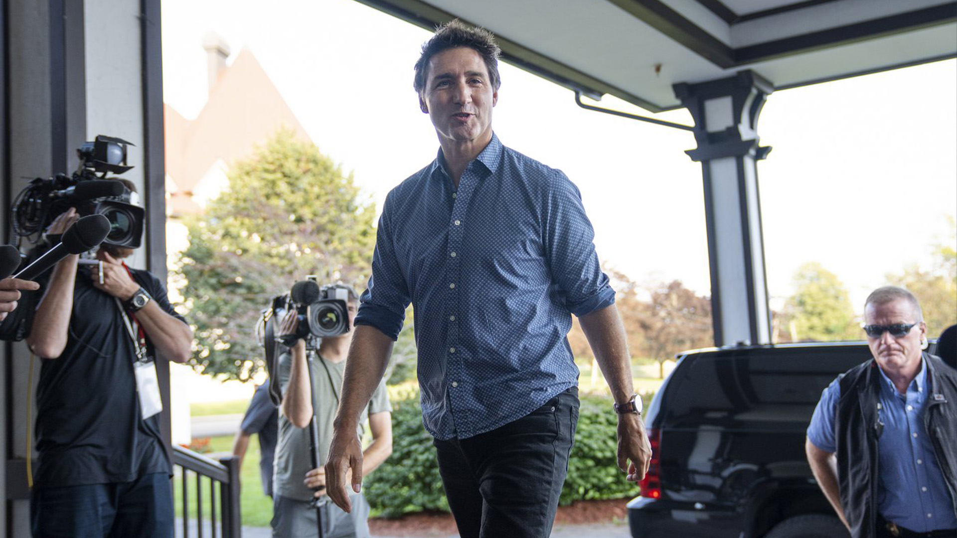 Le premier ministre Justin Trudeau arrive au Algonquin Resort St. Andrews by-the-Sea pour la retraite estivale du caucus libéral à St. Andrews, N.-B., le dimanche 11 septembre 2022.