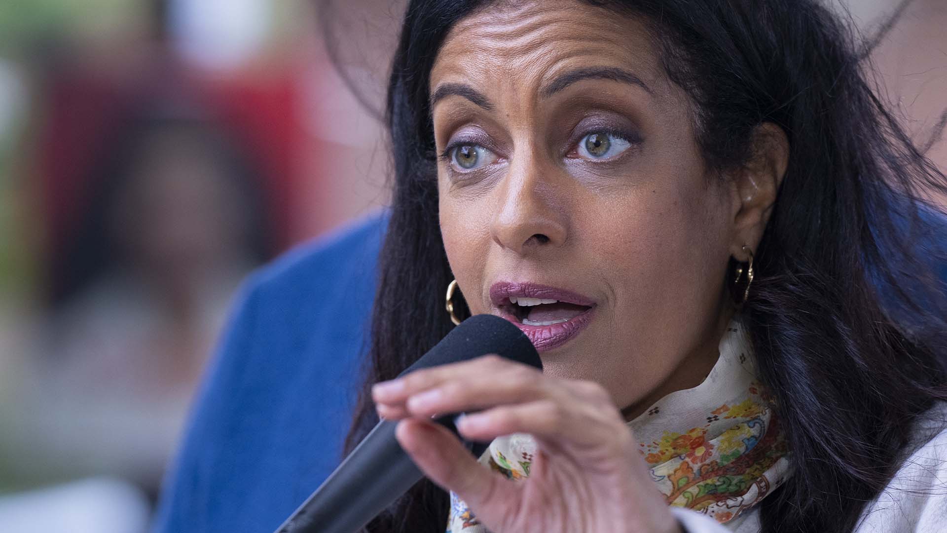Dominique Anglade a pris la parole lors d'un passage à Montréal pour la campagne électorale, le 19 septembre 2022.