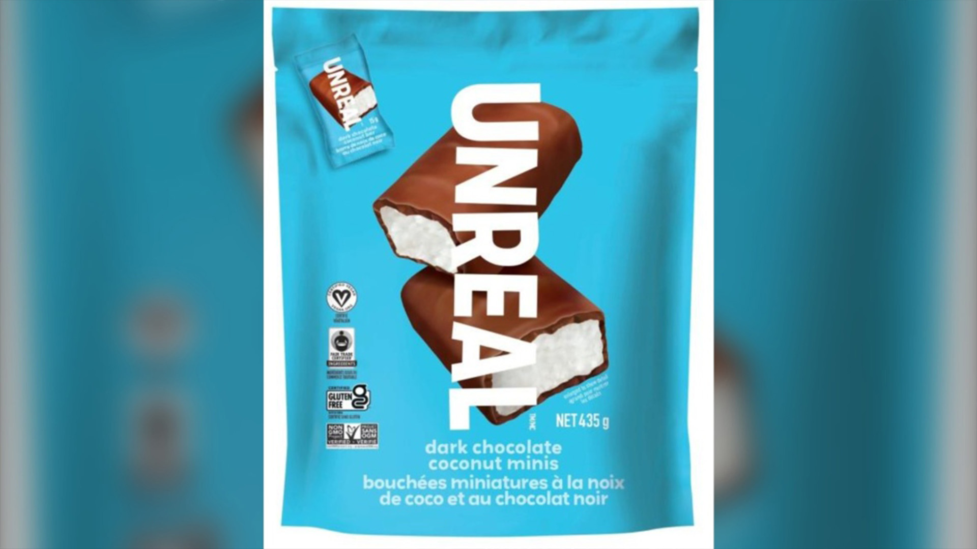 L'Agence canadienne d'inspection des aliments (ACIA) a émis un rappel pour les noix de coco au chocolat noir de la marque Unreal en raison d'une possible contamination de salmonelle.