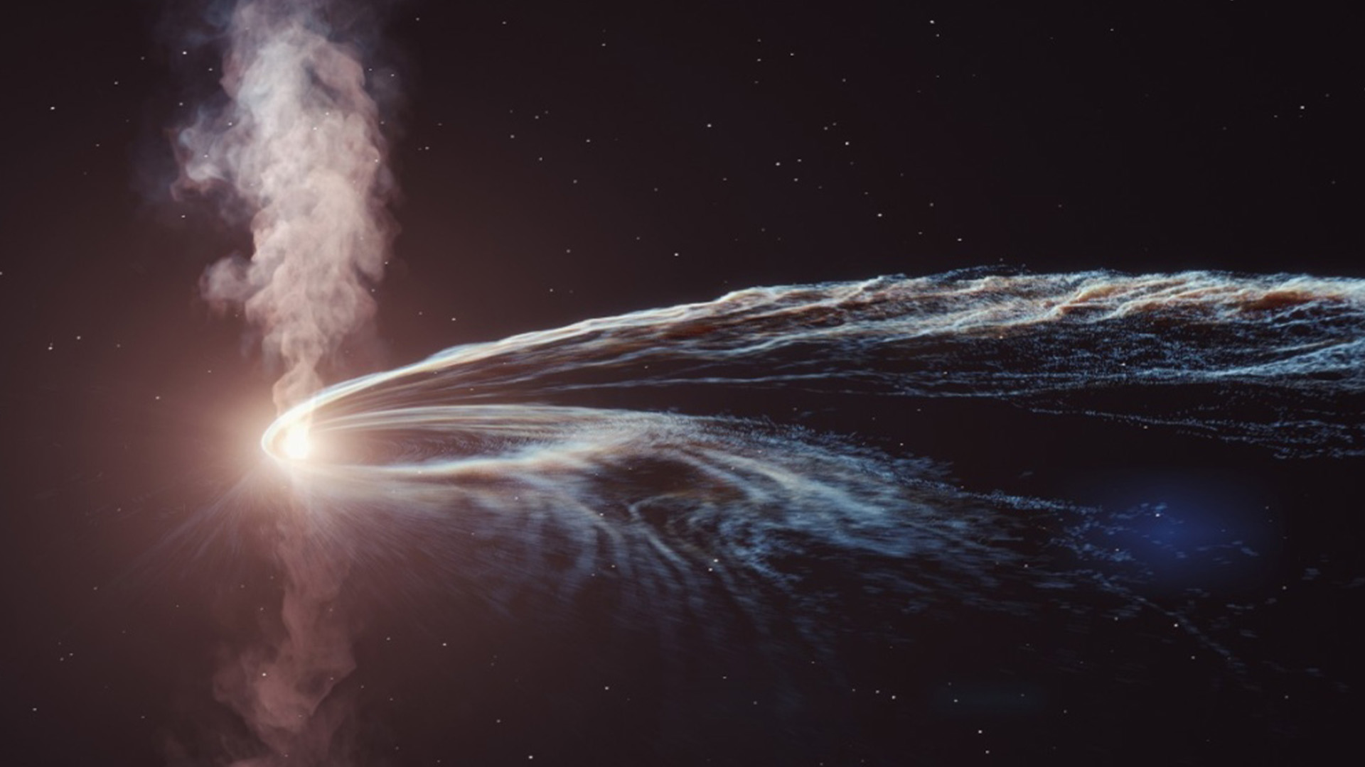 Un trou noir a commencé à éjecter de la matière des années après avoir consommé une petite étoile.