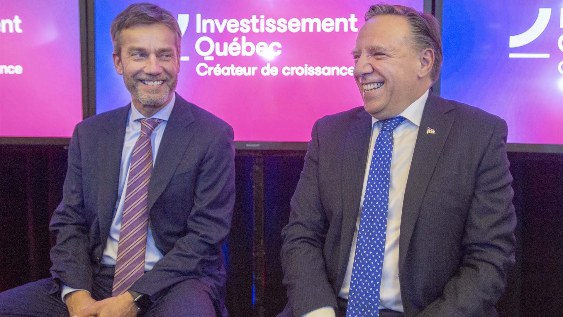 Le premier ministre du Québec, François Legault,avec le président d'Investissement Québec, Guy LeBlanc 