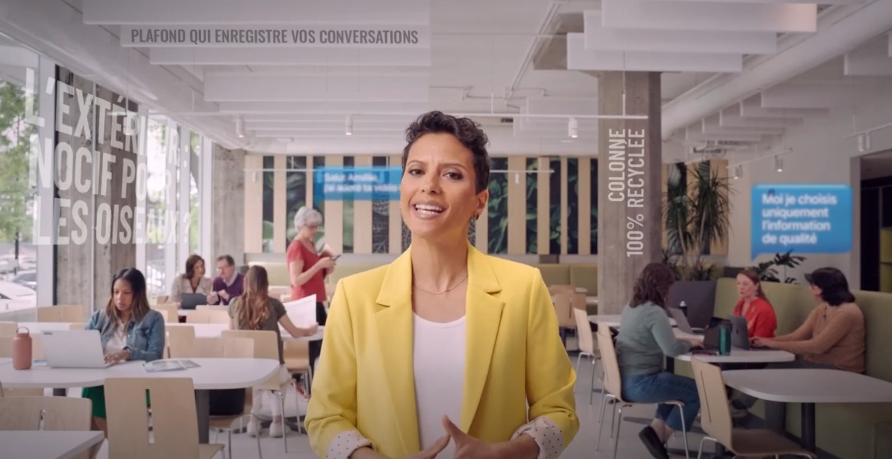 La journaliste Noémi Mercier dans une vidéo de la campagne de sensibilisation du Conseil de presse, à l'occasion de son 50e anniversaire en 2023.