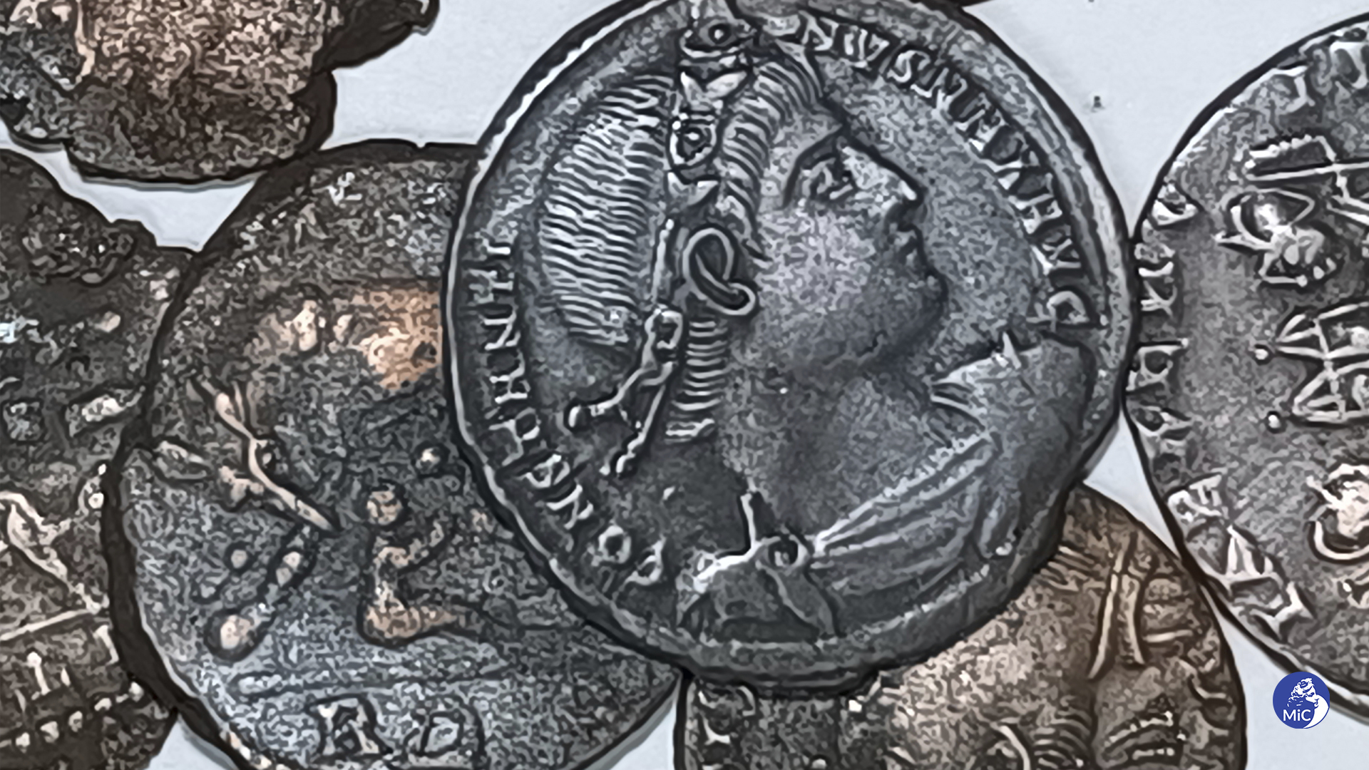 A picture made available by the Italian Culture Minister showing some of the discovered ancient bronze coins. A diver's spotting something metallic not far from the Sardinian coast has led to the discovery of tens of thousands of ancient bronze coins. Italy's culture ministry said on Saturday, Nov. 4, 2023, that the diver alerted authorities, who sent divers assigned to an art protection squad along with others from the ministry's undersea archaeology department. Found in sea grass, not far from the northeast shore of the Mediterranean island were the coins dating from the first half of the 4th century. (Italian Culture Ministry Via AP)