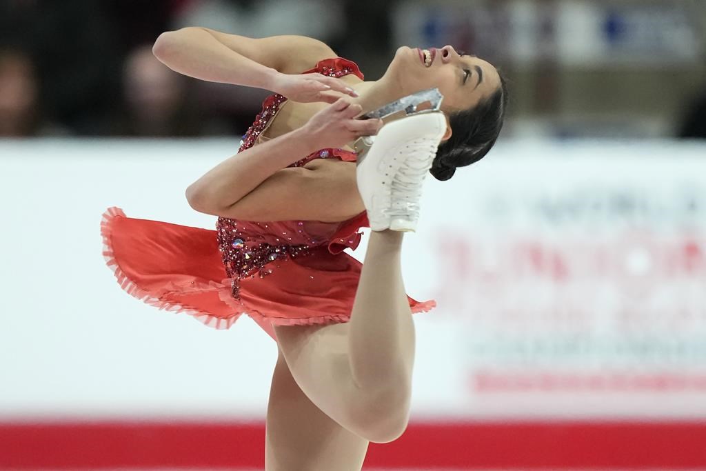 Madeline Schizas of Ontario performs during the senior women free program at the Canadian Figure Skating Championships in Oshawa, Ont., on Saturday, January 14, 2023. THE CANADIAN PRESS/Nathan Denette
