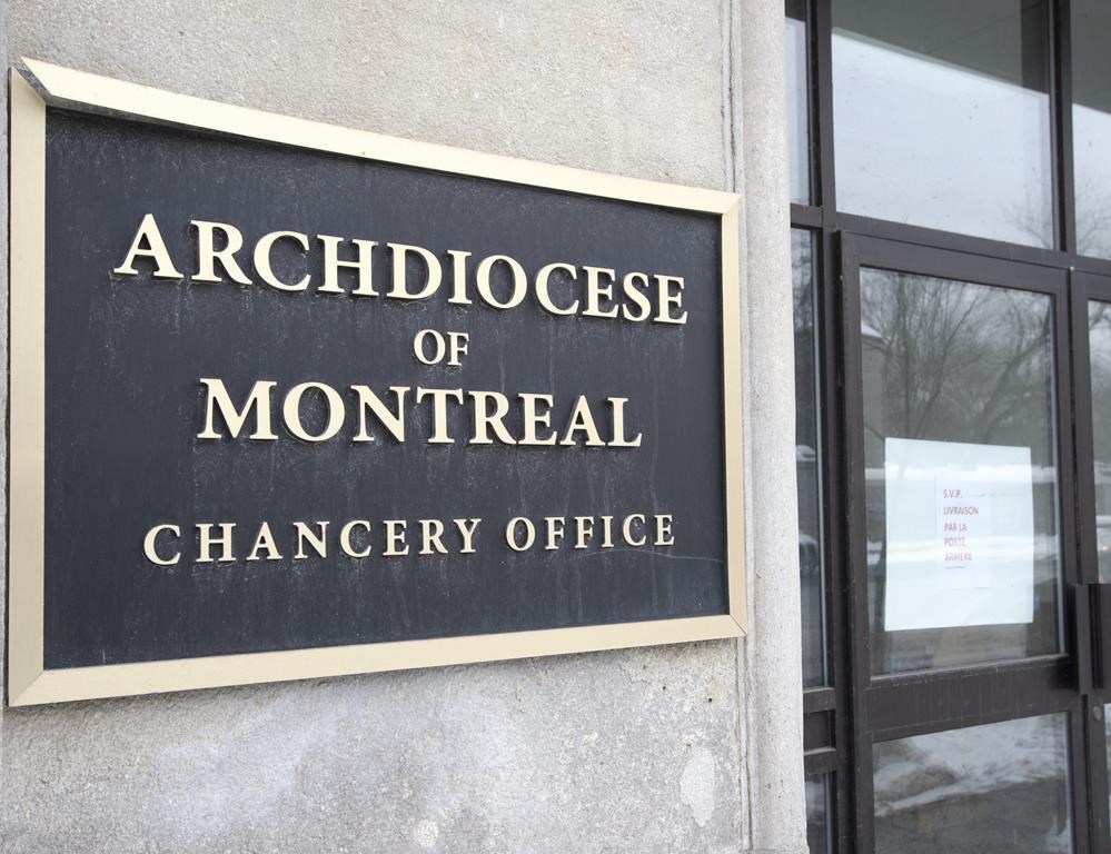 The office of the Archdiocese of Montreal is seen Monday, Feb. 15, 2021, in Montreal. A Montreal law firm says it has reached a $14.7-million settlement in a class-action lawsuit filed against the Montreal diocese in 2019. THE CANADIAN PRESS/Ryan Remiorz