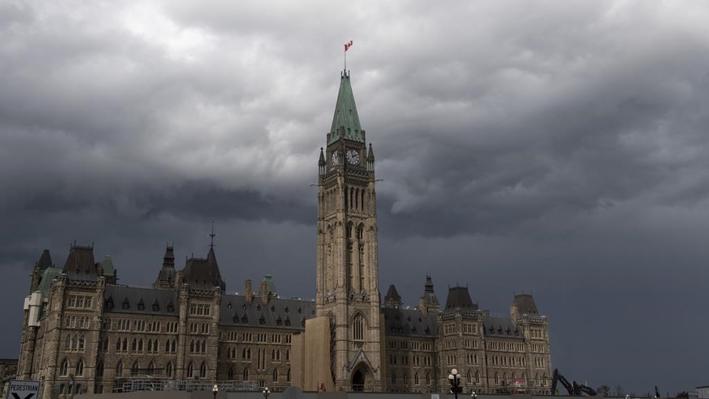 Storm clouds pass by the Peace Tower and Parliament Hill on Tuesday August 18, 2020 in Ottawa.&nbsp;Dozens of civil society organizations, experts and academics are calling on the Liberal government to remove proposed measures on artificial intelligence from a federal privacy bill, saying they must be considered separately.THE CANADIAN PRESS/Adrian Wyld