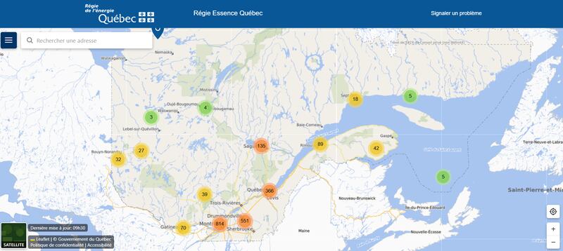La carte interactive Régie essence Québec de la Régie de l'énergie a été lancée le 1er avril 2026.