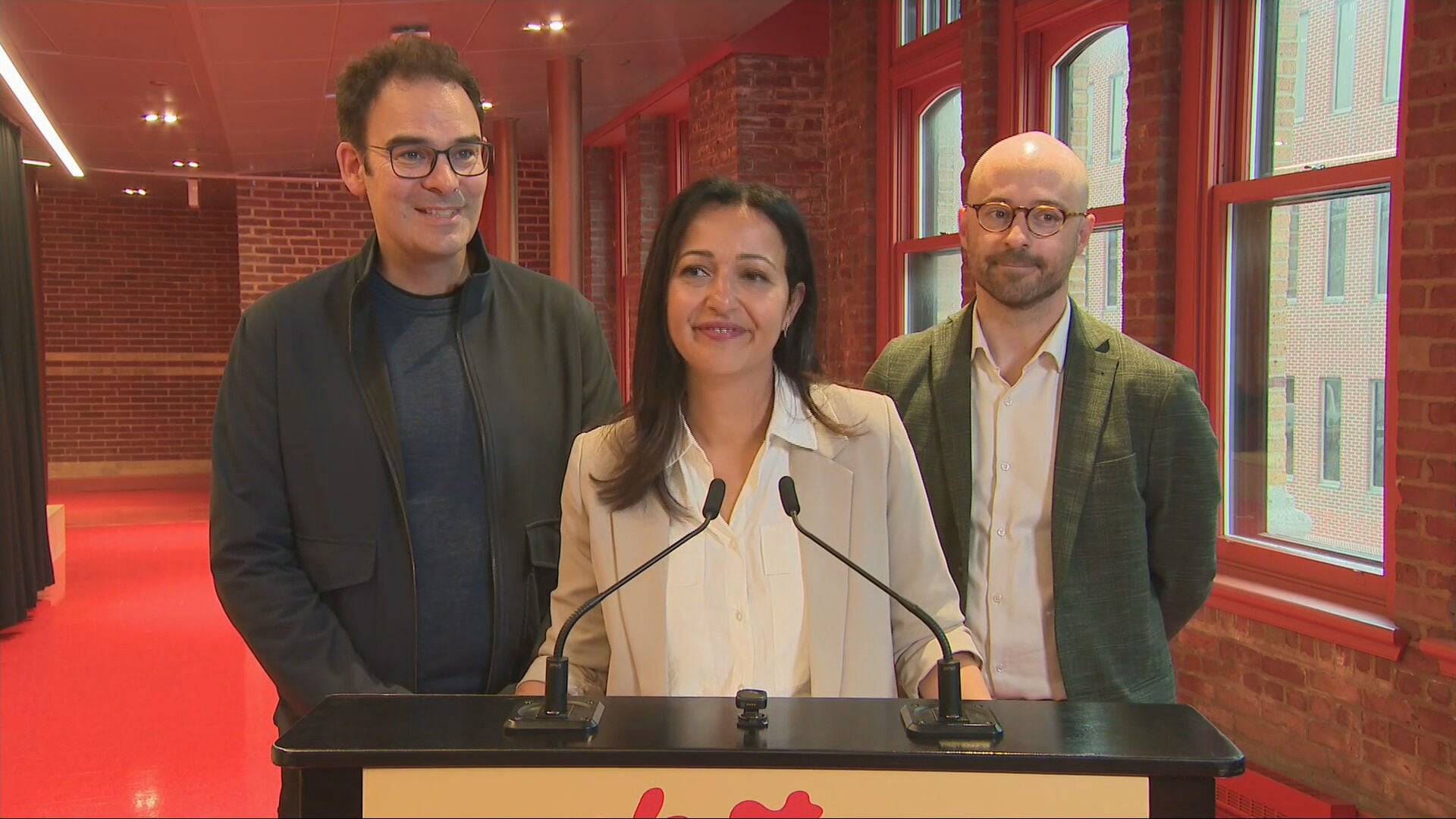 Ruba Ghazal, Sol Zanetti et Étienne Grandmont de Québec solidaire, 2 octobre 2026.