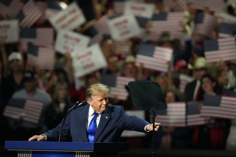 U.S. President Donald Trump speaks at the Republican convention in Dallas on  Sept. 9, 2026. (Alex Brandon / AP Photo)