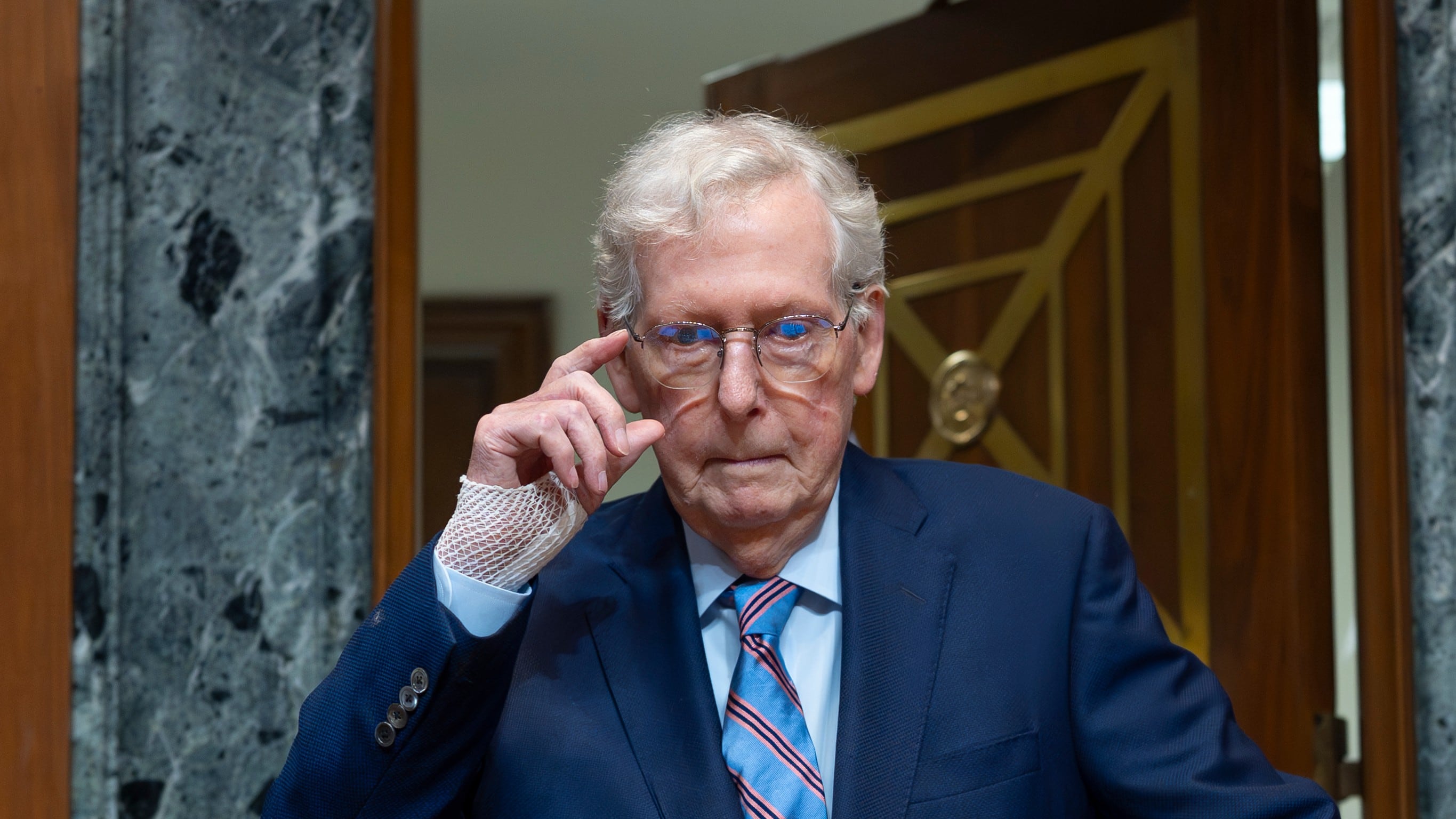 Republican Sen. Mitch McConnell arrives at the Capitol in Washington on May 19, 2026. (J. Scott Applewhite / AP Photo)