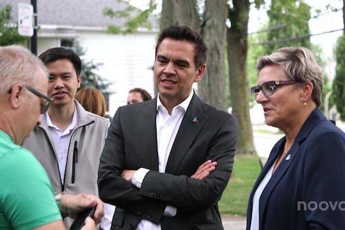 Le chef libéral, Charles Milliard, de passage en Mauricie au 7e jour de campagne